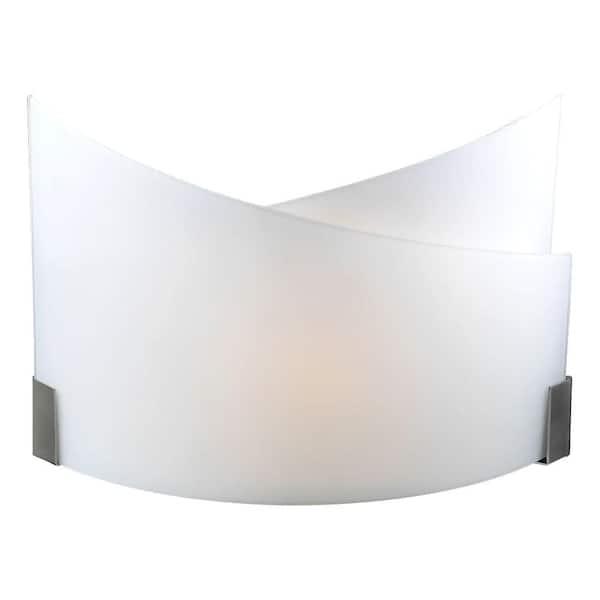 PLC Lighting 1-Light Satin Nickel Sconce with Matte Opal Glass