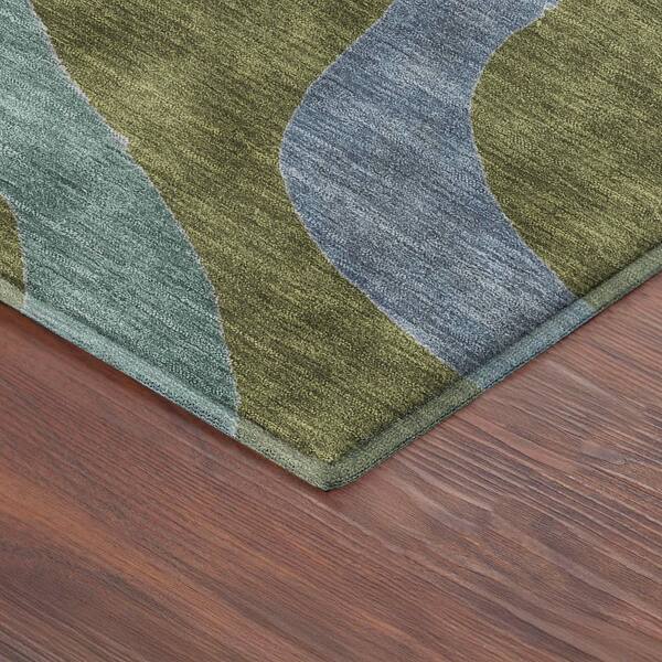 Mayfield Premium Machine Washable Abstract AMF2394 Olive 10 ft. x 14 ft. Area Rug