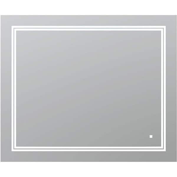 SOHO 36 in. W x 30 in. H Frameless Rectangular LED Light Bathroom Vanity Mirror in Silver