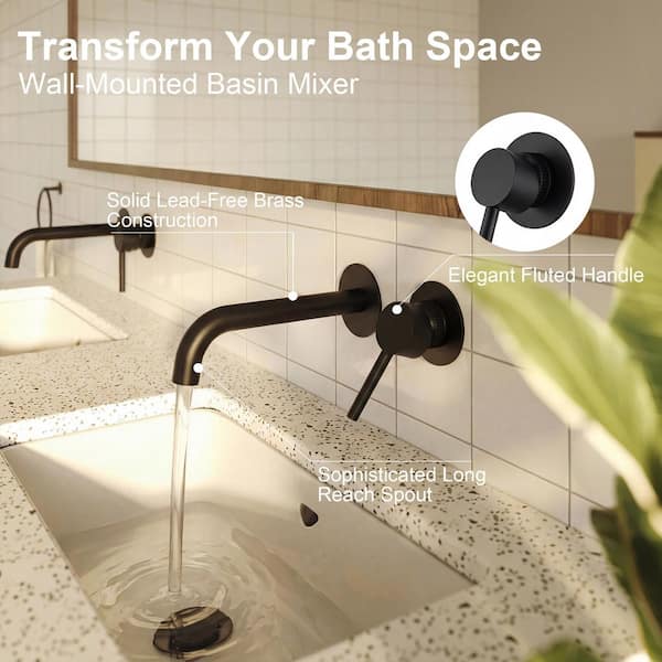 GRANDJOY Long Spout Single Handle Wall Mounted Bathroom Sink