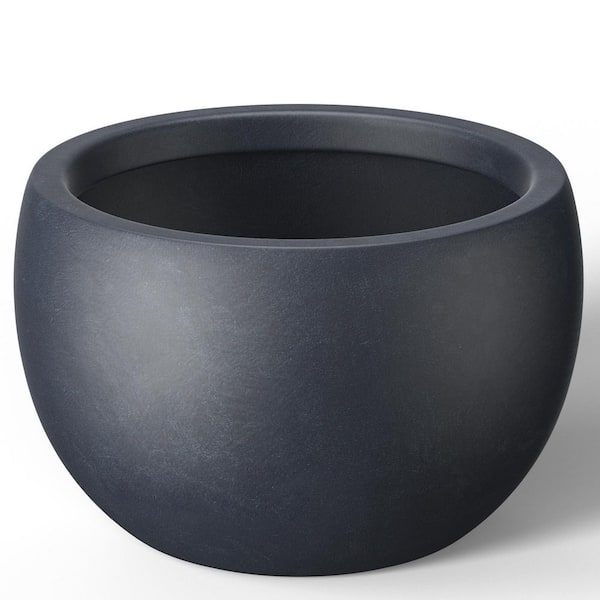 16 in. Medium Granite Gray(Enhanced Interior) Concrete Round Planter / Pot with Drainage Holes