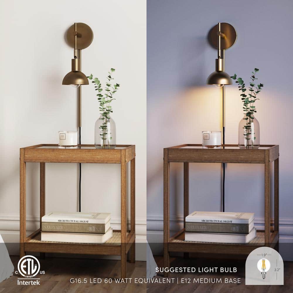 Tamlin Brass Adjustable Wall Sconce with Bell Shade