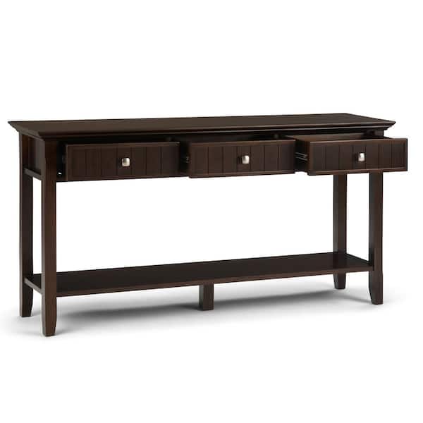 Simpli Home Acadian Solid Wood 60 In, 60 Inch Sofa Console Table