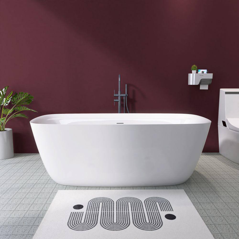 Moray 67 in. x 31 in. Acrylic Flatbottom Freestanding Soaking Non-Whirlpool Bathtub with Pop-up Drain in Glossy White price history on PriceWatchPro