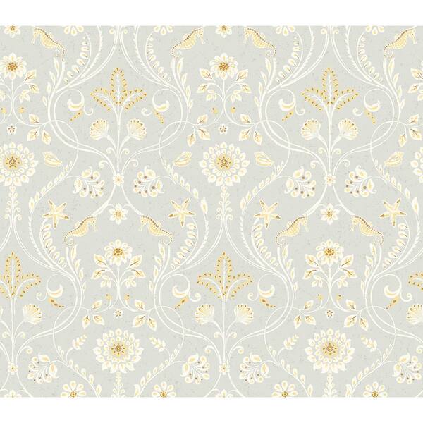 Chesapeake Island Grey Damask Paper Strippable Roll Wallpaper (Covers 56.4 sq. ft.)