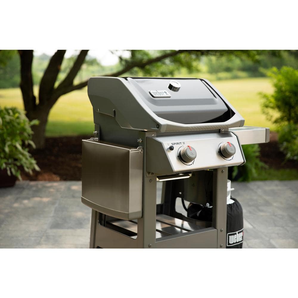 Black 2-Burner Liquid Propane Grill with Porcelain Coated Cast Iron Grates
