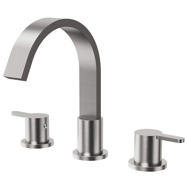 EVERSTEIN Single-Handle Deck-Mount High Arc Roman Tub Faucet in Spot Resist Brushed Nickel (Valve Included)