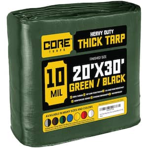 20 ft. x 30 ft. Green/Black 10 Mil Heavy Duty Polyethylene Tarp, Waterproof, UV Resistant, Rip and Tear Proof