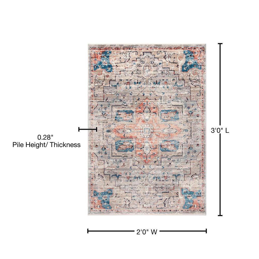 Regal Charm Blue Medallion 2' x 3' Synthetic Area Rug