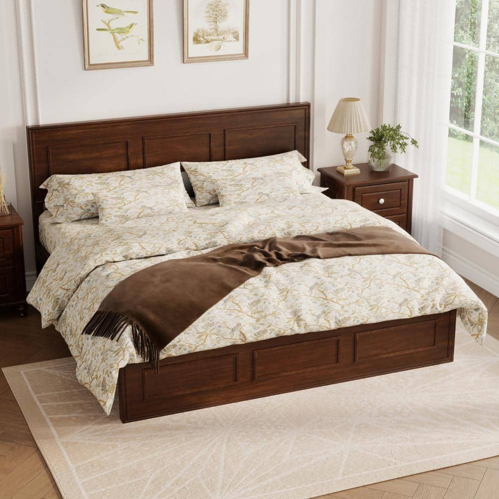 Walnut Wood Queen Platform Bed with Adjustable Height Headboard price history on PriceWatchPro