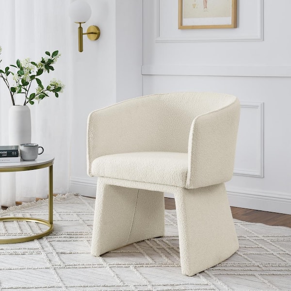 Unbranded Modern Accent Chair Beige Velvet Arm Chair Barrel Lounge Chair Lazy Sofa Chair with Curved Backrest Dining Chair