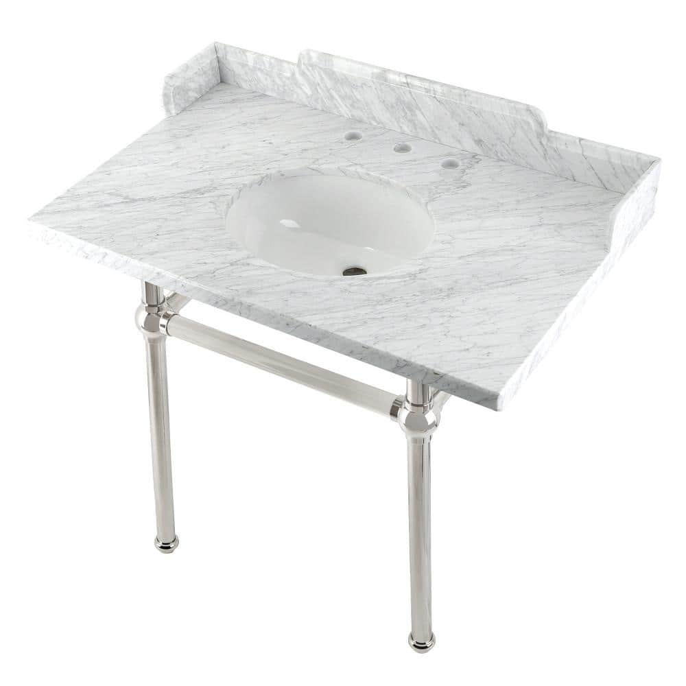 Kingston Brass Fauceture 36 in. Marble Console Sink Set with Brass Legs