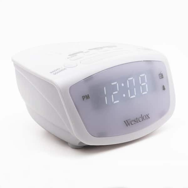 Westclox 0 6 In White Led Fm Pll Clock Radio With Nature Sounds, How To Open A Westclox Alarm Clock Radio Station