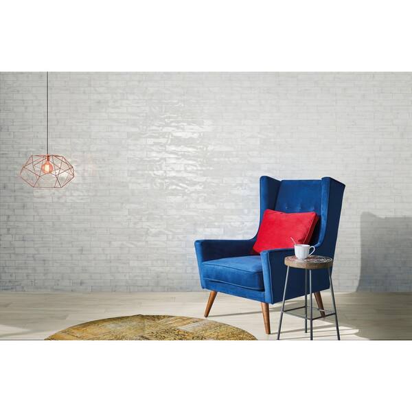 ANDOVA Uno Baft Gray 3 in. x 15 in. Matte White/Gray Porcelain Subway Floor and Wall Tile Sample