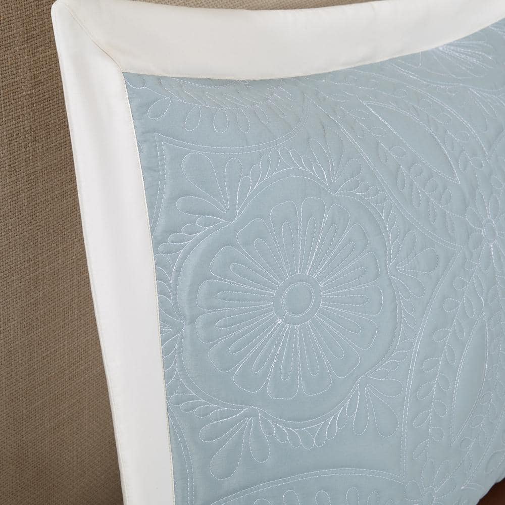 Blue Reversible King Microfiber Bedspread Set with Shams