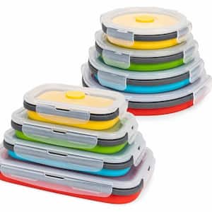 Home and Outdoor Series 8-Piece Collapsible Dishwasher Freezer Safe Food Storage Container Set in Multi-Colored