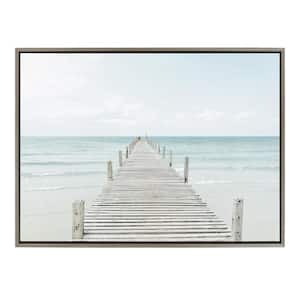 Wooden Pier on the Beach by Amy Peterson Framed Nature Canvas Wall Art Print 38.00 in. x 28.00 in.