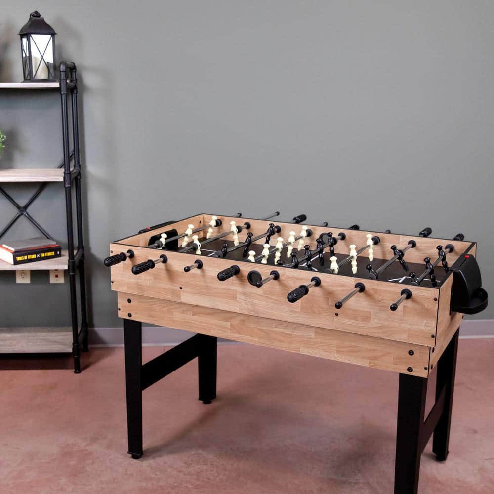 Sunnydaze Light Wood 10-in-1 Multi-Game Table with Foosball, Billiards, and More