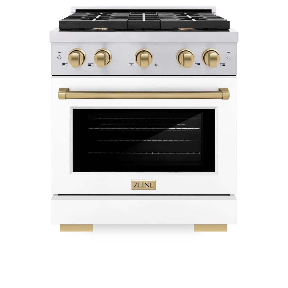 Autograph Edition 30 in. 4-Burner Gas Range with Convection Oven in Stainless Steel, White Matte and Champagne Bronze price history on PriceWatchPro