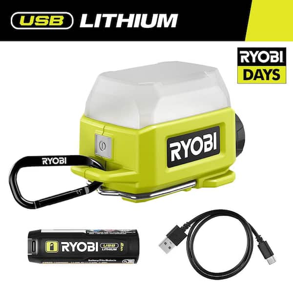 USB Lithium Cordless Compact Area Light Kit with 2.0 Ah USB Battery and Charging Cable
