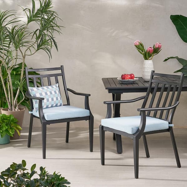 Noble House Delmar Matte Black, Teal Cushions For Outdoor Furniture