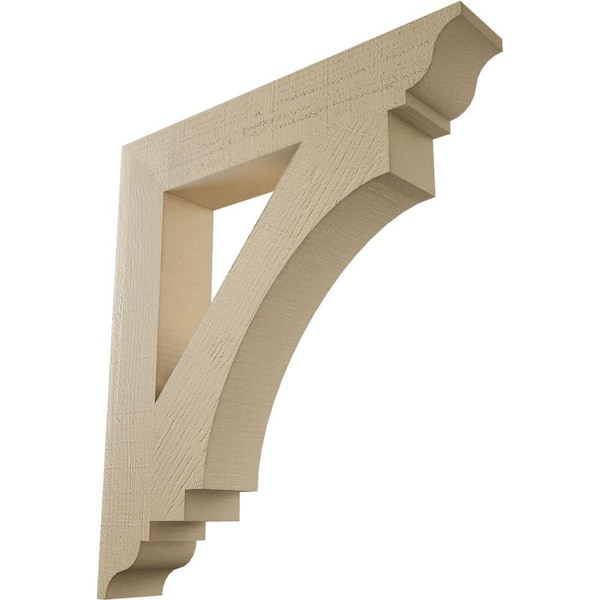 Ekena Millwork 5.5 in. x 36 in. x 32 in. Imperial Traditional Rough Cedar Woodgrain Timberthane Polyurethane Bracket, Primed Tan