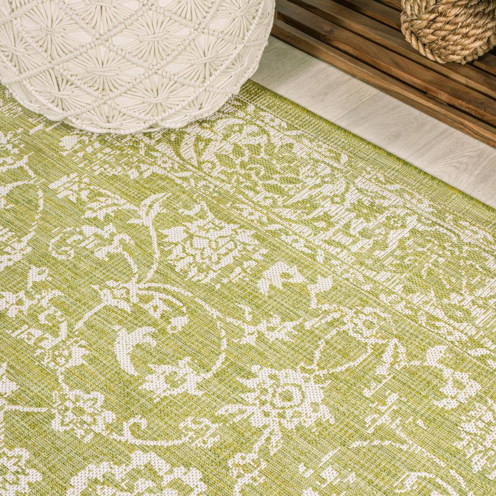 Bohemian Vintage Vine Border Gray Cream 4' x 6' Synthetic Area Rug