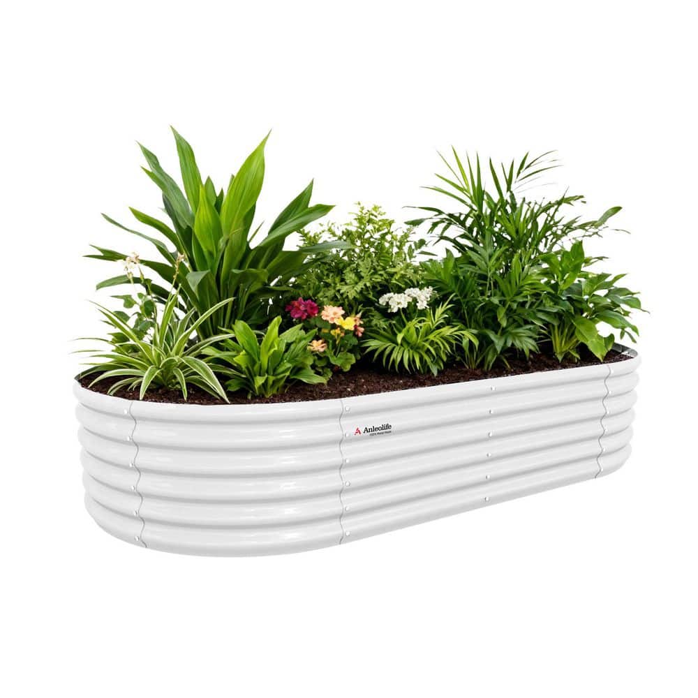 White Galvanized Oval Raised Garden Bed, Planter Box for Planting Vegetables (96 in. L x 48 in. W x 18 in. H) price history on PriceWatchPro