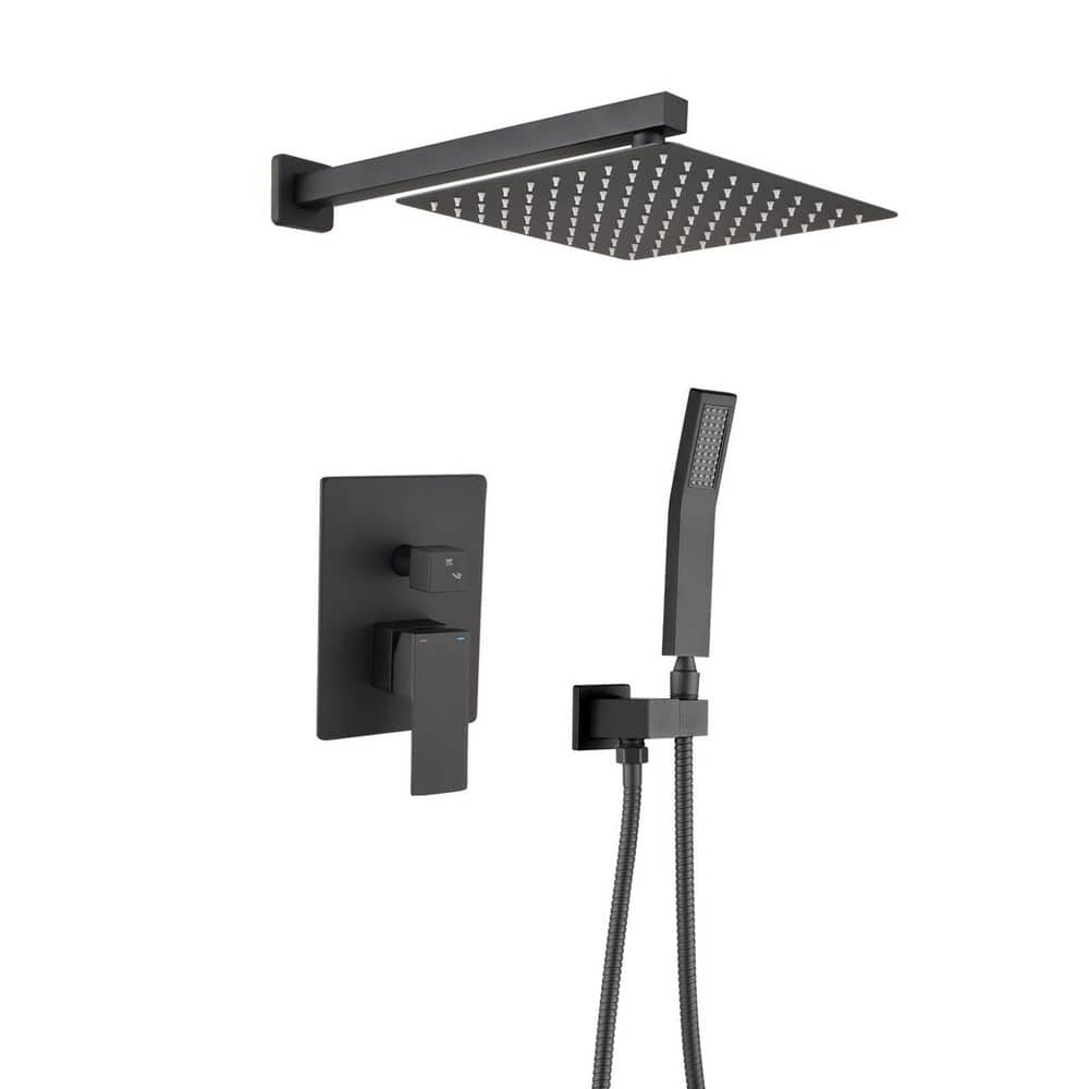 Miscool 2-Spray Patterns with 1.8 GPM 10 in. Wall Mount Dual Shower ...