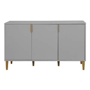 50.00 in. W x 17.70 in. D x 29.50 in. H Gray Freestanding Sideboard Cabinet Linen Cabinet with 3 Carved Door