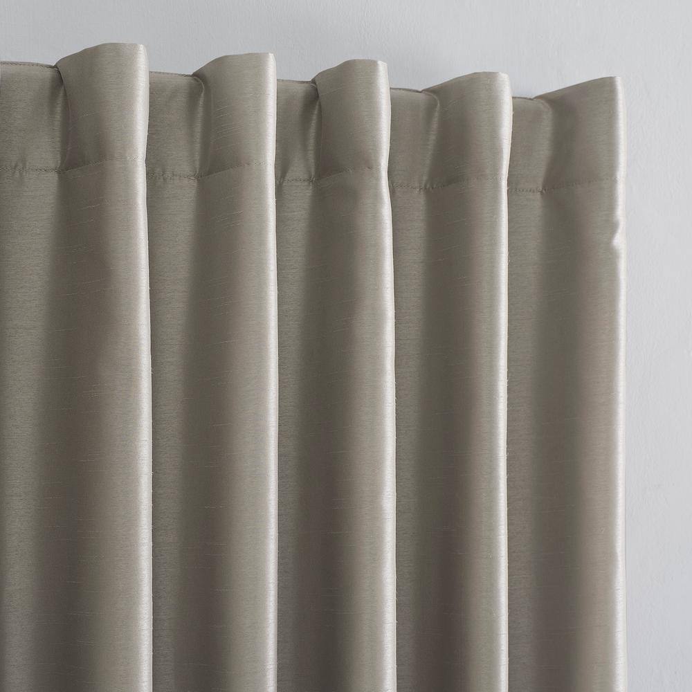 Stone Beige Faux Silk Blackout Curtain Panel, 50" x 63"