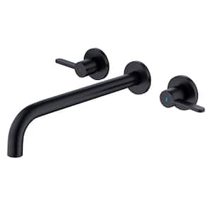 8014 2-Handle Wall Mount Tub Faucet with High Flow Rate and Long Spout in Matte Black