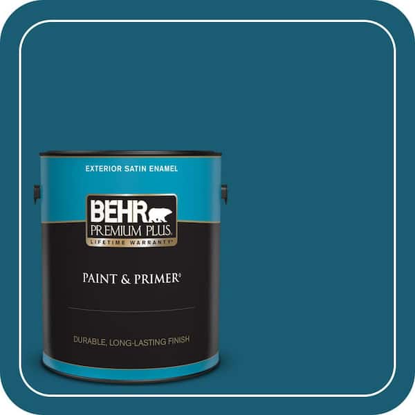 BEHR PREMIUM PLUS 1 gal. #540D-7 Deep Blue Sea Satin Enamel Exterior Paint & Primer
