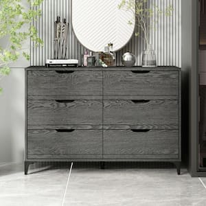 Lilay 6-Drawer Dark Grey Oak Dresser (31.7 in. H x 46.5 in. W x 15.7 in. D)