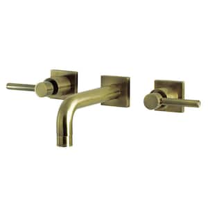 Concord Double Handle Wall Mounted Faucet Bathroom in Antique Brass
