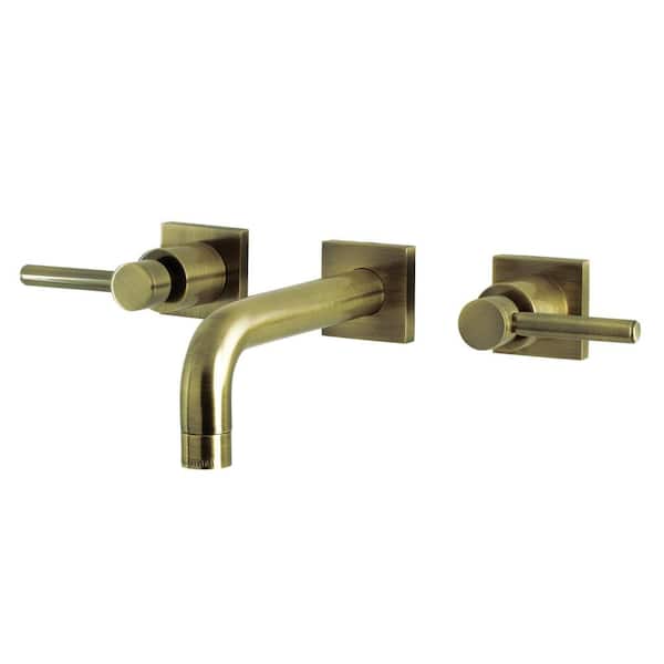 Kingston Brass Concord Double Handle Wall Mounted Faucet Bathroom in Antique Brass