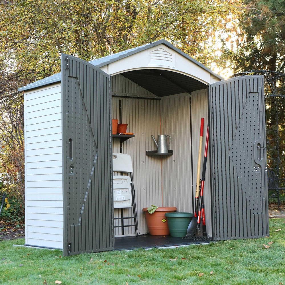 Lifetime 7 x 4.5 ft Brown Polyethylene Storage Shed with Shelving