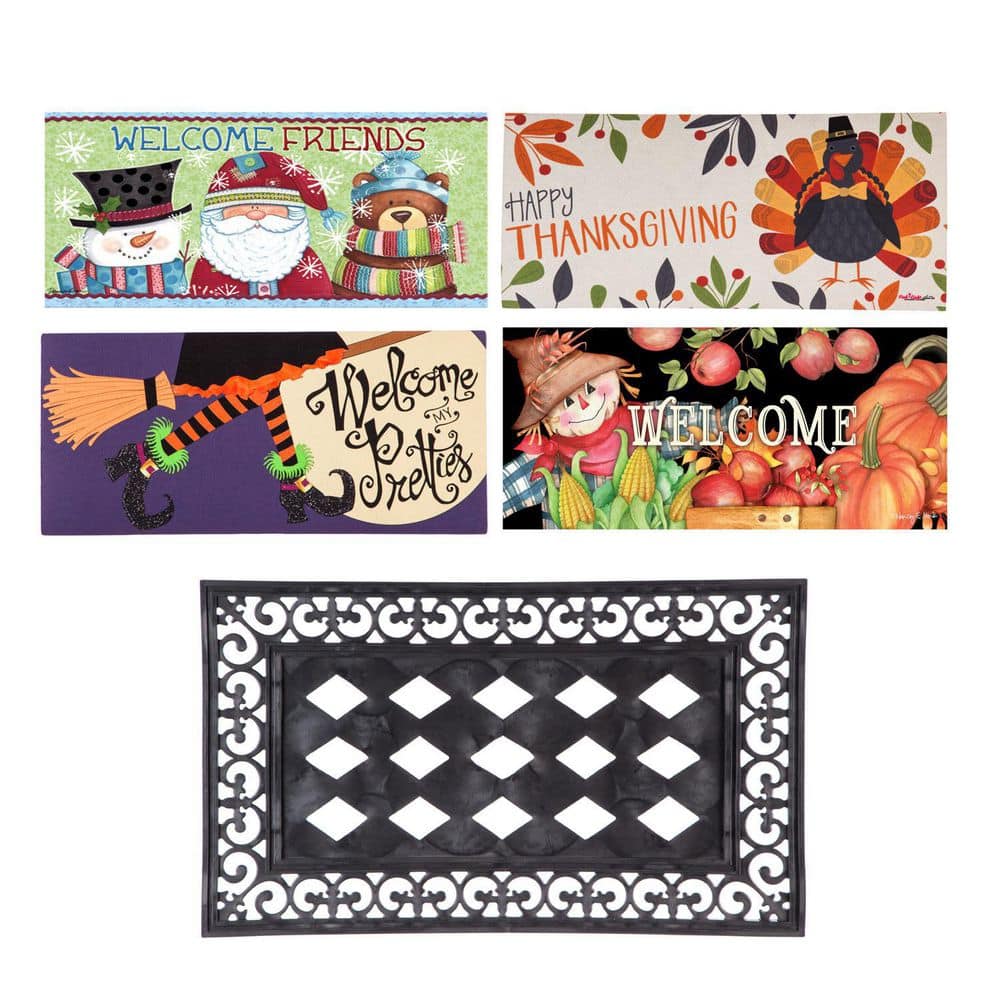 Evergreen Sassafras Fall Holiday Set of 5 Door Mats with Rubber Display  Frame, Collection #5 P2021FH56 - The Home Depot