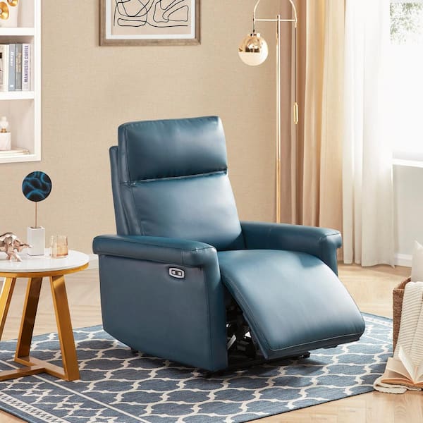 Jayden Creation David 31 9 In Wide, Blue Leather Recliner Chair Canada