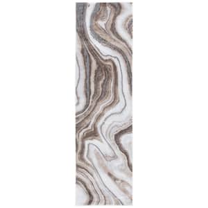 Craft Gold/Gray 2 ft. x 12 ft. Marbled Abstract Runner Rug