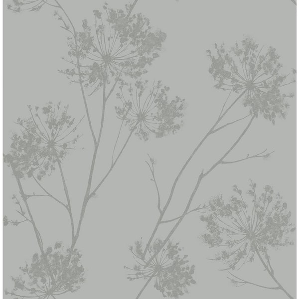 Seabrook Designs Silversmoke Glass Beaded Wild Grass Paper Unpasted Nonwoven Wallpaper Roll 57.5 sq. ft.