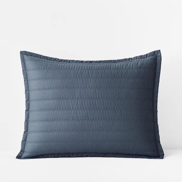 The Company Store Legends Hotel Wrinkle-Free Steel Blue Cotton Sateen Standard Sham