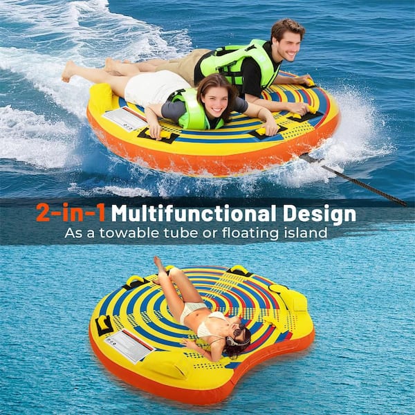 Towable Tube for Boating 1 or 2 Person Inflatable Boat Tube for Youth & Adult Yellow