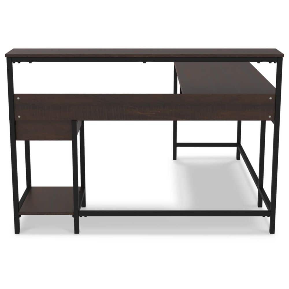 Warm Brown L-Shaped Wood Computer Desk with Hutch