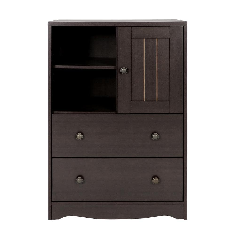 FurnitureR Thanoes Walnut Wood Storage Cabinet, Brown