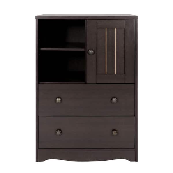 FurnitureR Thanoes Walnut Wood Storage Cabinet