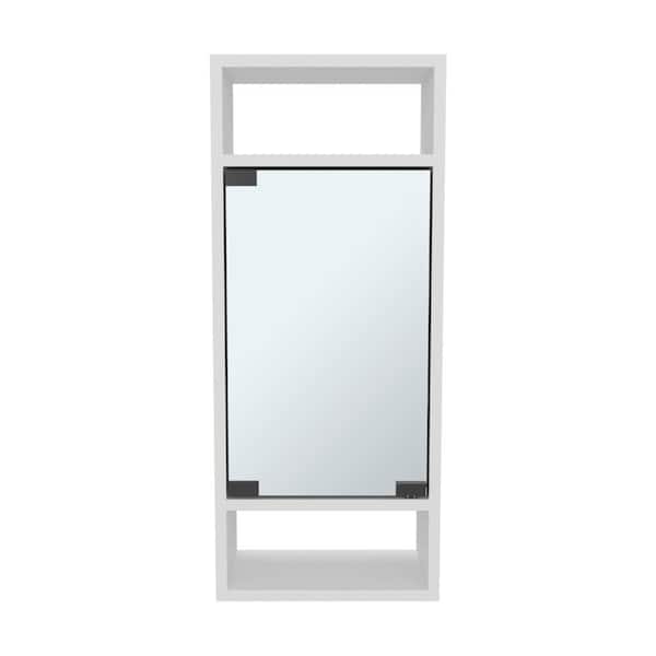 11.8 in. W x 28.3 in. H Rectangular White MDF Surface Mount Medicine Cabinet with Mirror