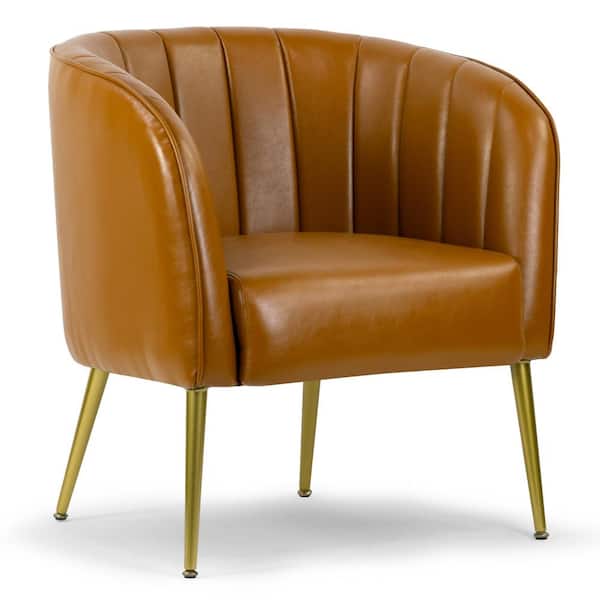 Glamour Home Avia Cappuccino Faux Leather Accent Chair with Decorative Stitching