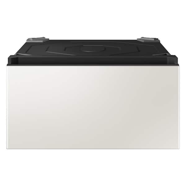 27 in. Laundry Pedestal in Ivory/White with Storage Drawer for All-In-One Model