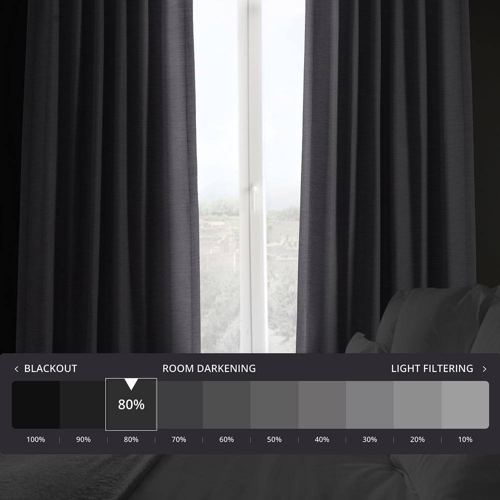 Armour Grey Polyester Blackout Puddle Length Window Panel